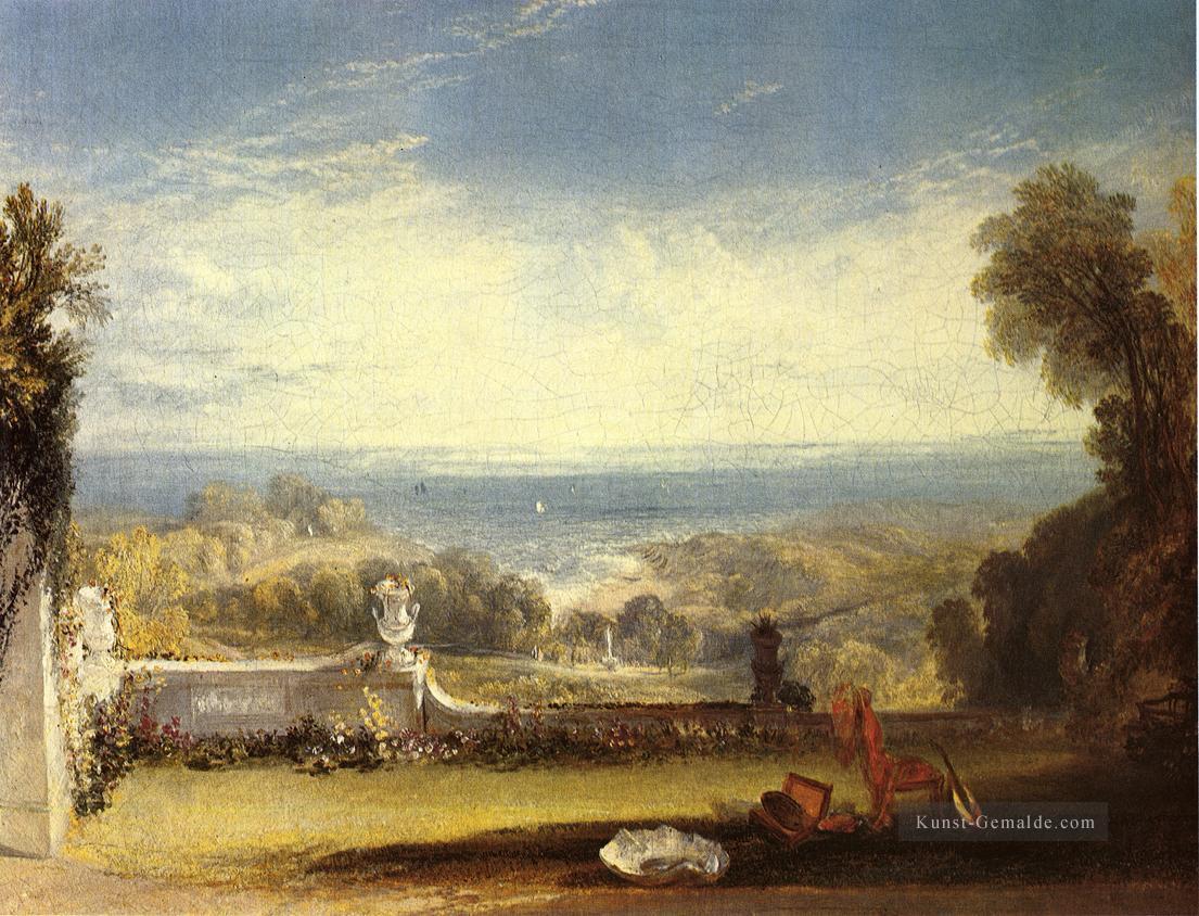 Blick von der Terrasse einer Villa auf Niton Isle of Wight von der Skizze Landschaft Turner Ölgemälde